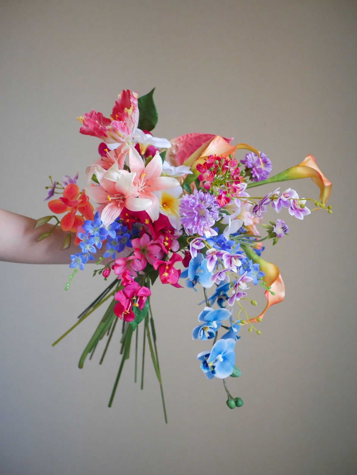 ウェディングブーケ カラフルブーケ 造花ブーケ 韓国ブーケ アーティ