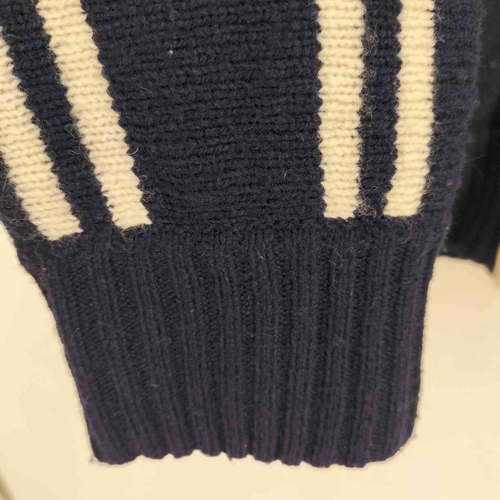 ビームス BEAMS GOLF ストライプ ワッペン刺繍 ニットジャケット