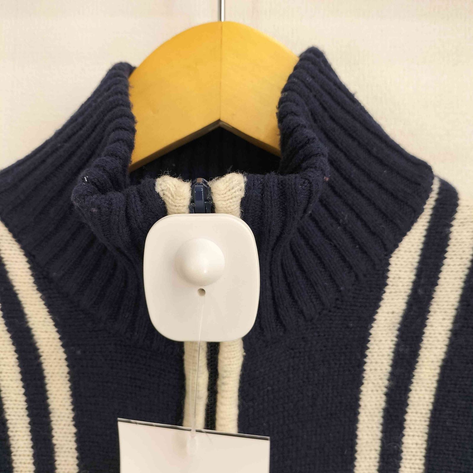 ビームス BEAMS GOLF ストライプ ワッペン刺繍 ニットジャケット