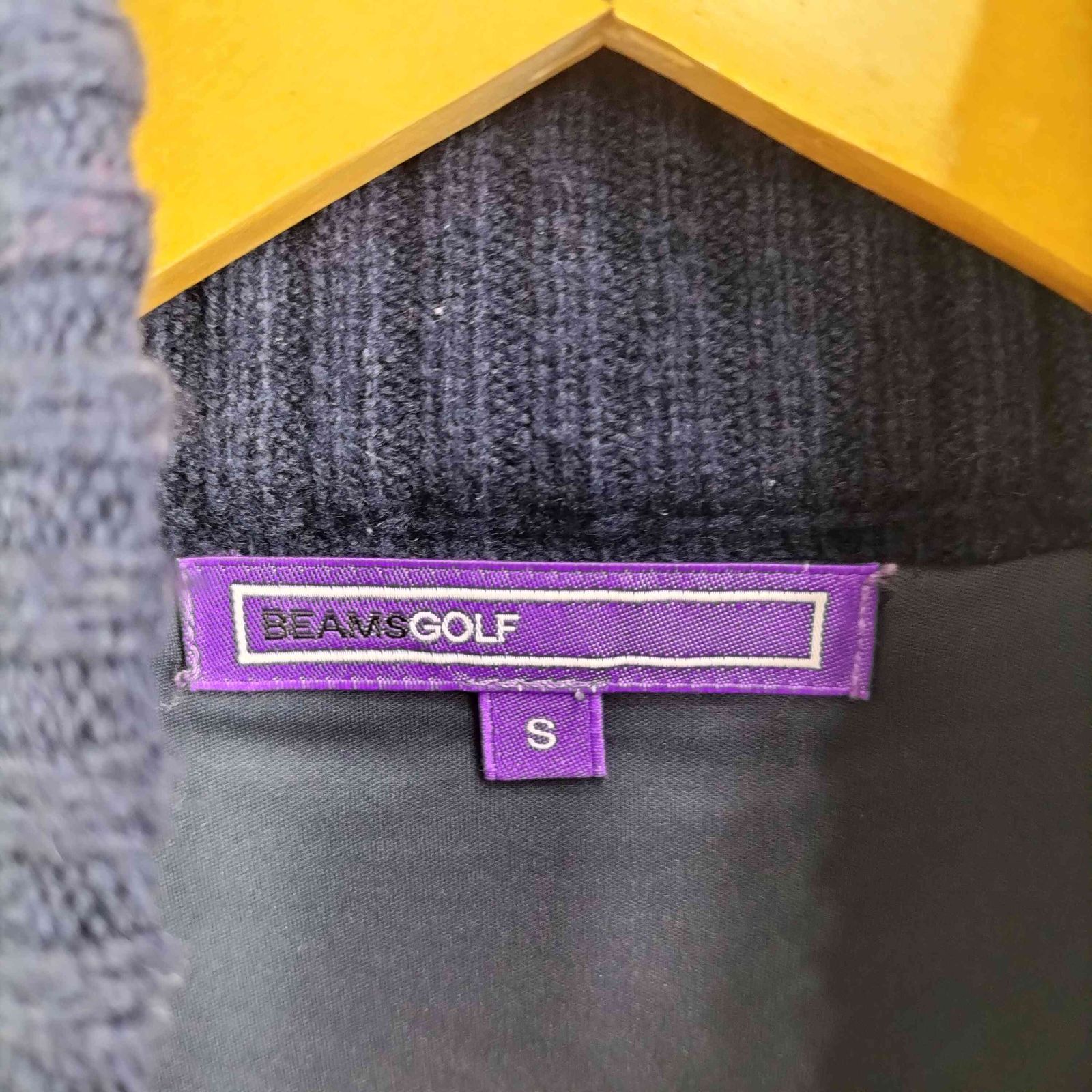 ビームス BEAMS GOLF ストライプ ワッペン刺繍 ニットジャケット