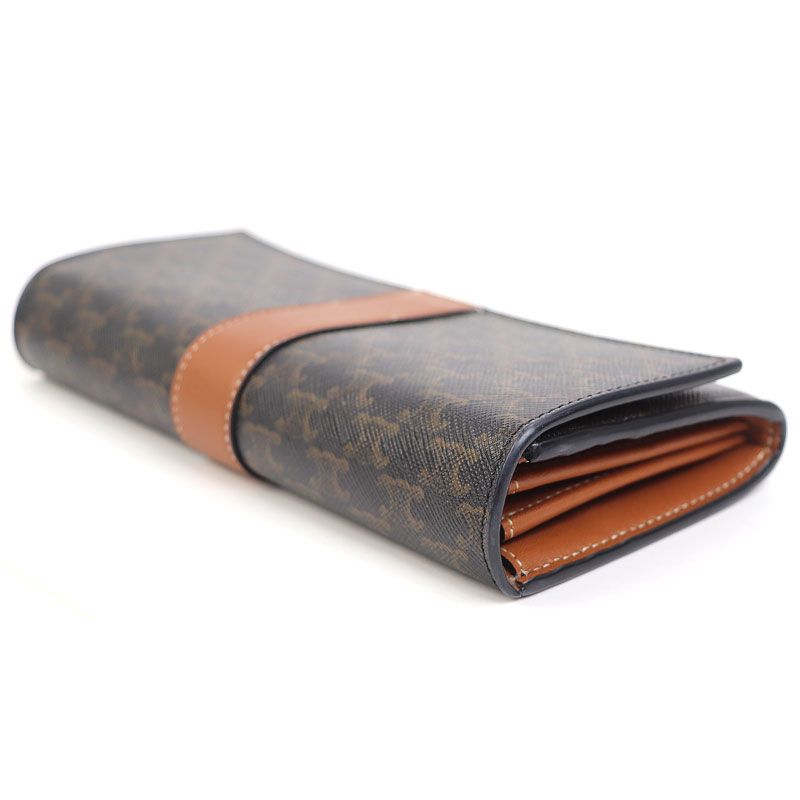 セリーヌ ラージフラップウォレット トリオンフキャンバス タン 二