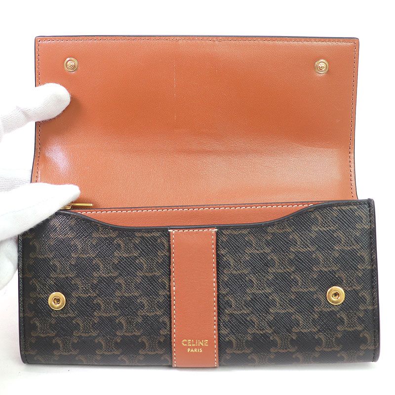 セリーヌ ラージフラップウォレット トリオンフキャンバス タン 二