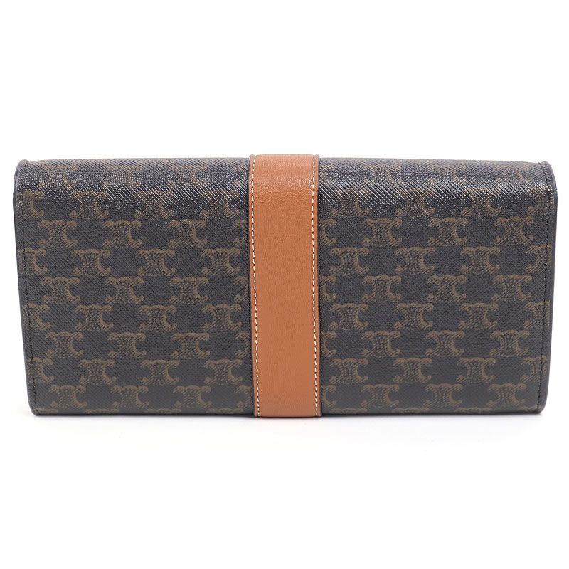 セリーヌ ラージフラップウォレット トリオンフキャンバス タン 二