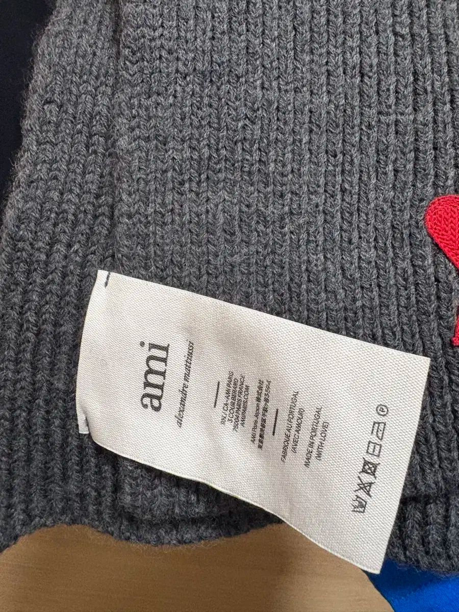 ami parisウール グレー マフラー AMI Alexandre Mattiussi アミパリス マフラー メンズ AMI PARIS ロゴ