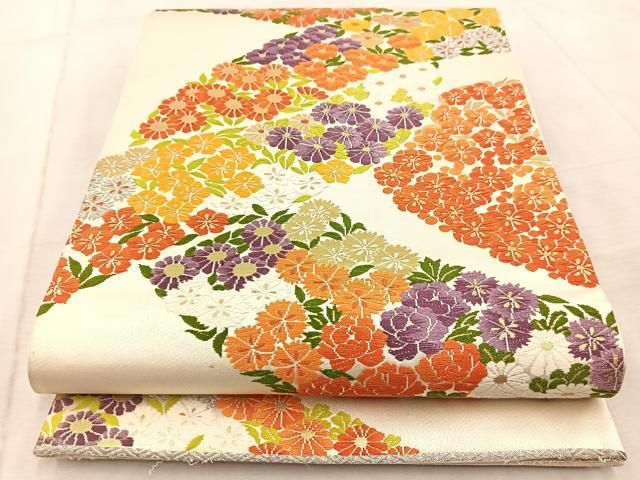 未使用正絹六通柄袋帯 唐織 花扇宝尽 正統派古典柄