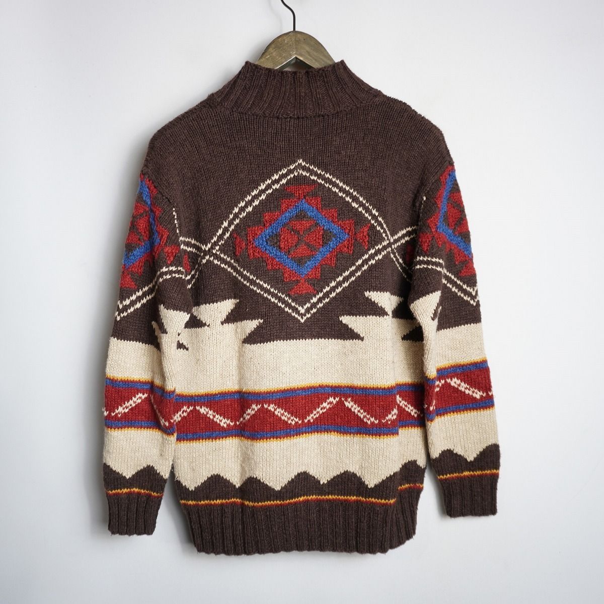 90s Ralph Laurenハンドニット フェアアイル柄モックネックセーター