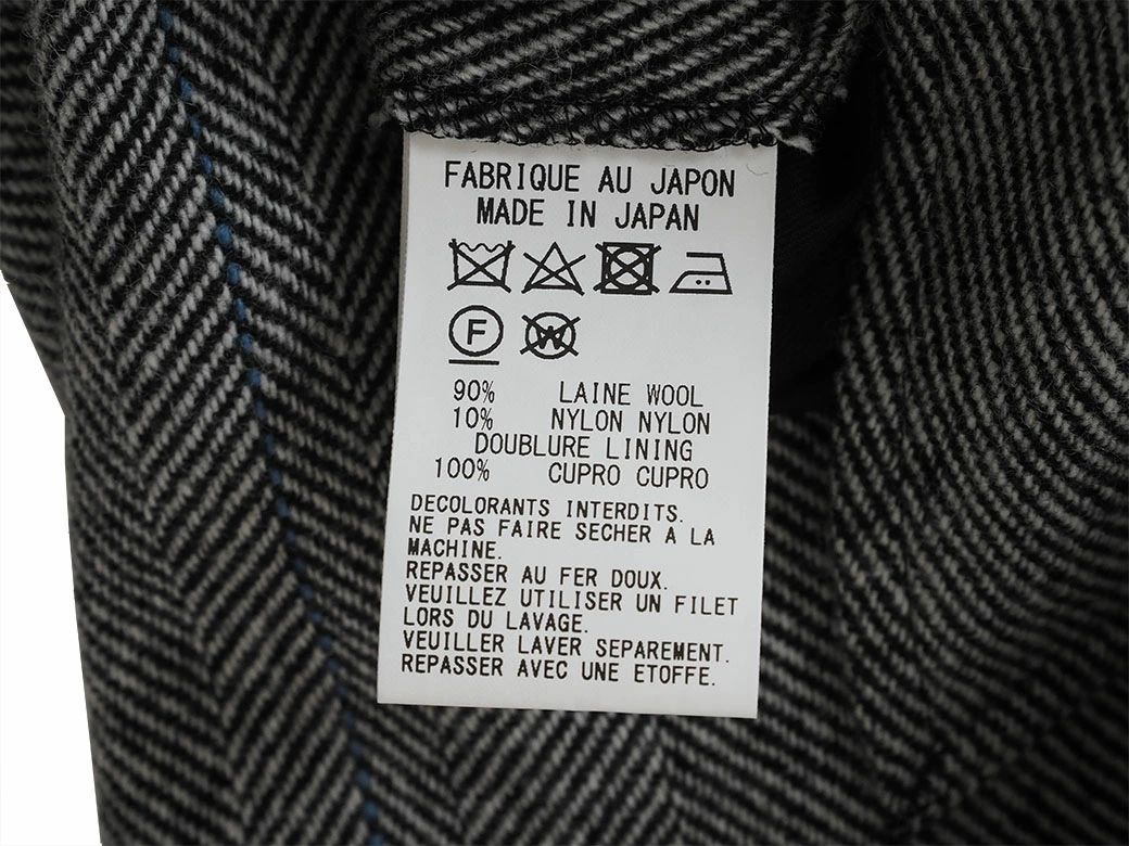 ワイズ ヘリンボーン ストライプ ウールコート グレー YJ-C11-110-01