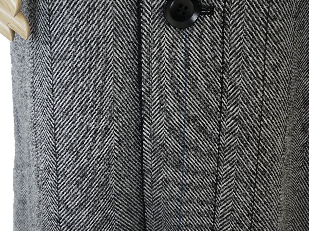 Y's 【未使用品】ワイズ ヘリンボーン ストライプ ウールコート グレー