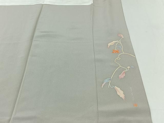 【新品＊未使用】グレーのぼかし無地　色無地　加賀友禅　作家　裄68　正絹 b7167739e8d5c5b545dede8ab844e3