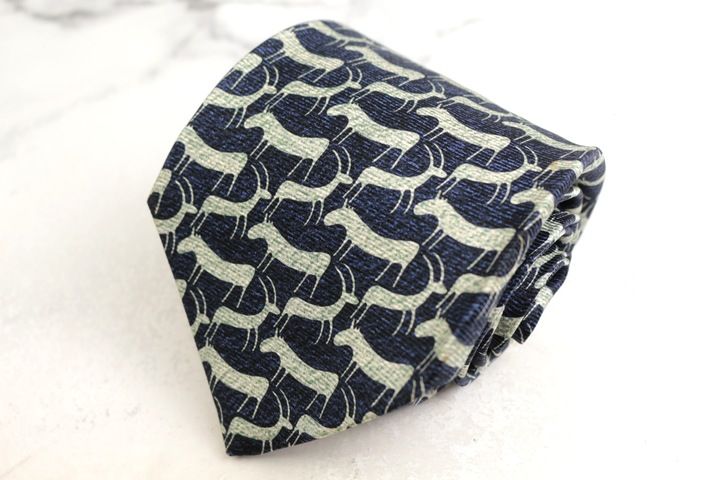 ブルガリ ブランド ネクタイ セッテピエゲ 動物柄 イタリア製 シルク