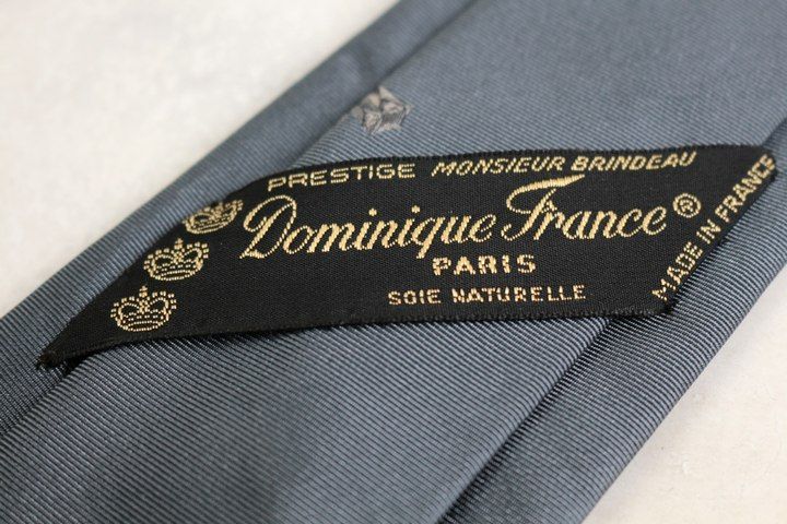 Dominique France ネクタイ 刺繍柄 グレー 鹿 クラウン ドミニクフランス クラウン ブランド ネクタイ 刺繍 高級 シルク