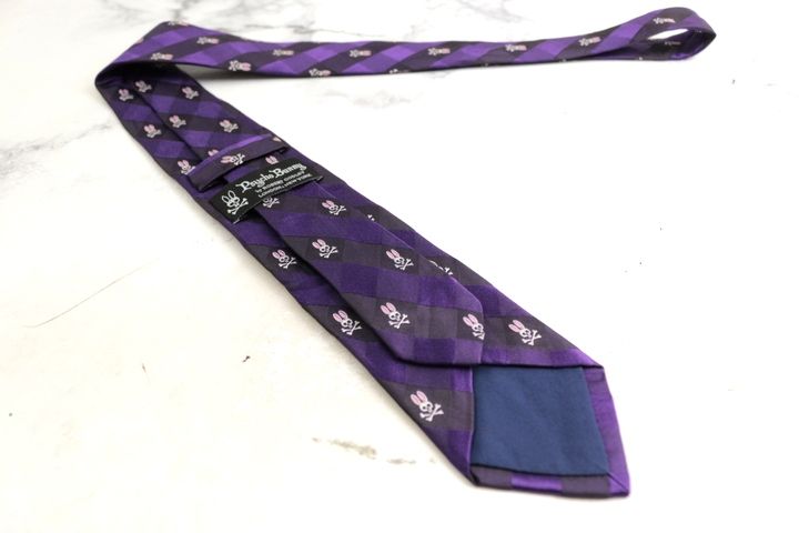 サイコバニー ブランド ネクタイ ロゴ ストライプ柄 シルク 日本製 PO