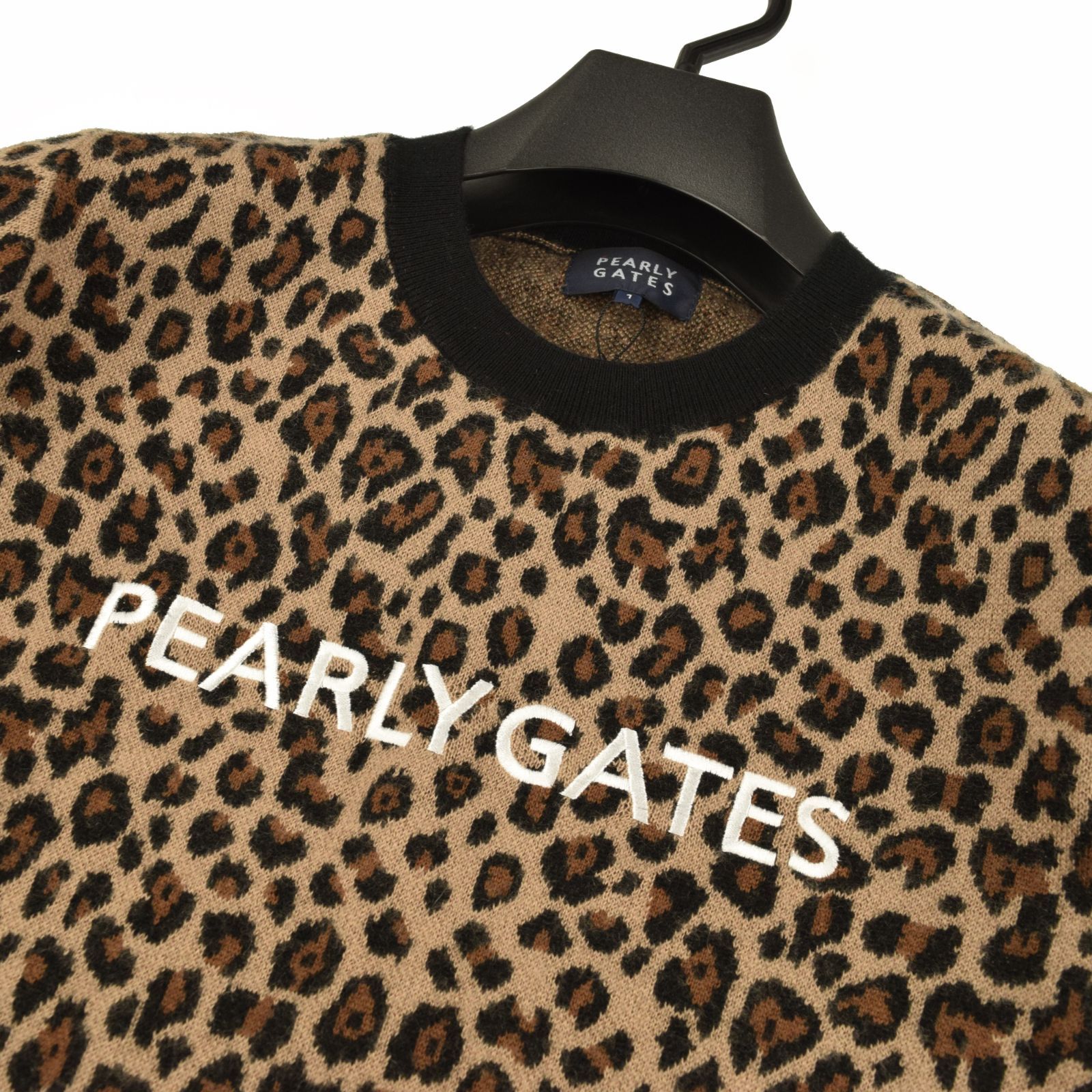 サイズ：2・L・新品】パーリーゲイツ レオパード柄 カシミヤ混 クルー