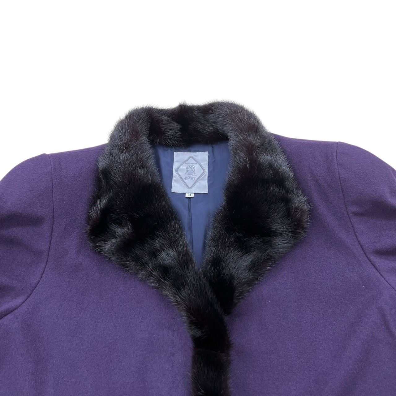 GINZA Maggy 銀座マギー ハーフコート カシミヤ100％ パープル ファー