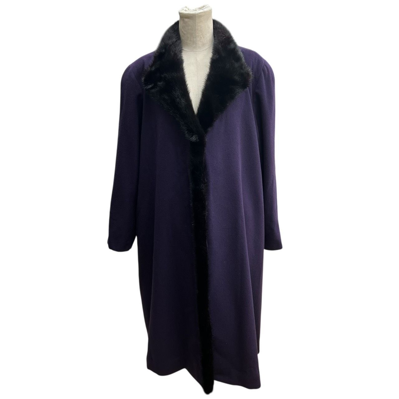 GINZA Maggy 銀座マギー ハーフコート カシミヤ100％ パープル ファー