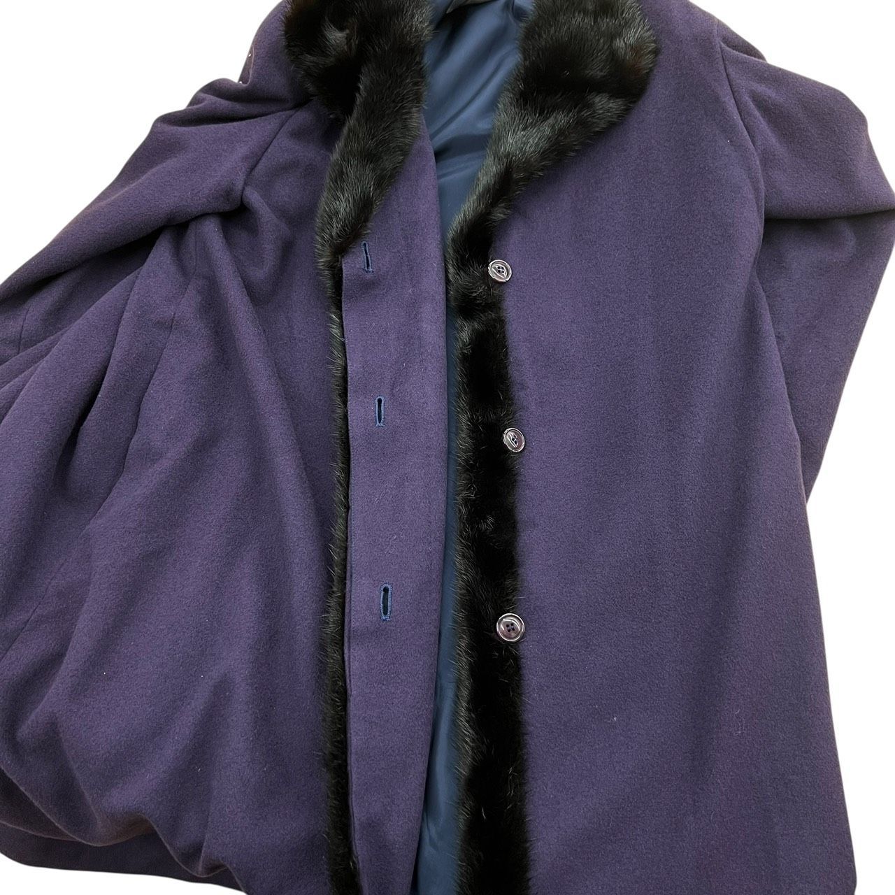 GINZA Maggy 銀座マギー ハーフコート カシミヤ100％ パープル ファー