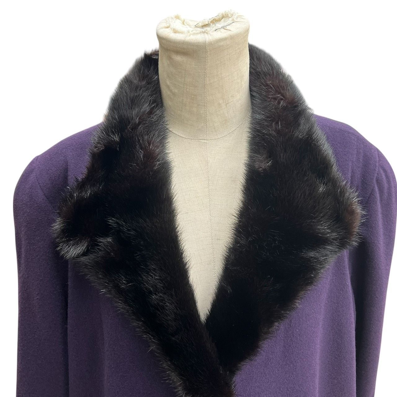 GINZA Maggy 銀座マギー ハーフコート カシミヤ100％ パープル ファー