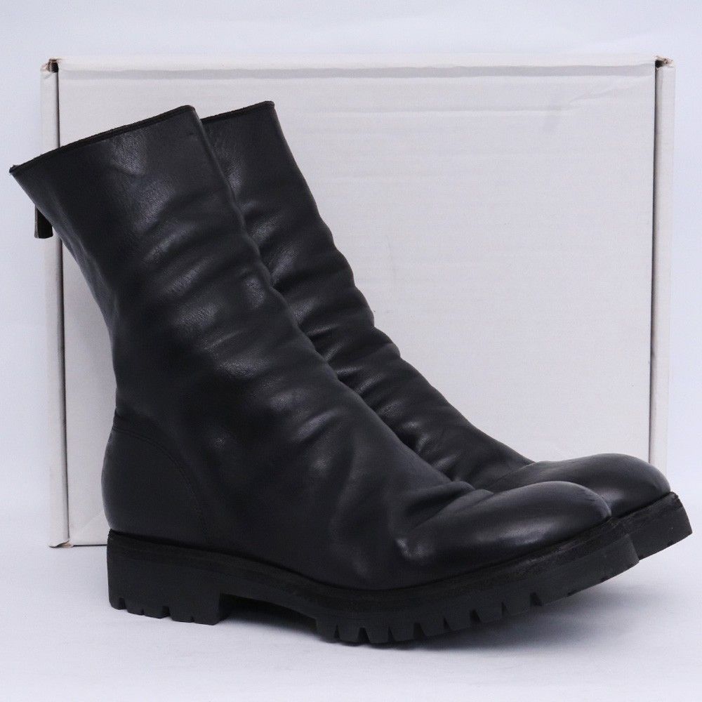 27cm相当 GUIDI バックジップバイカーブーツ サイズ42 ブラック 788V