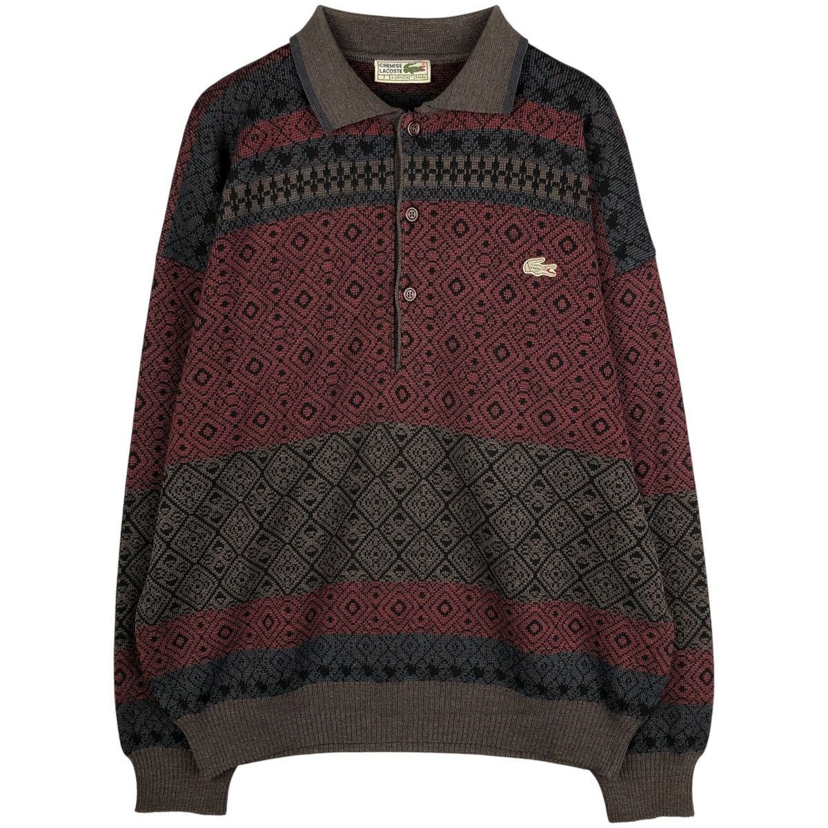 古着 80年代 ラコステ LACOSTE CHEMISE フレンチラコステ 総柄 ポロ