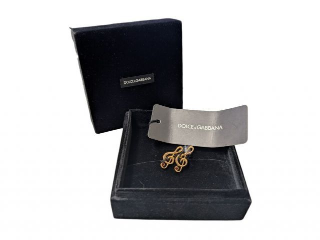 未使用 ドルチェ＆ガッバーナ カフス ゴールド GP ト音記号モチーフ 音符 トレプルクレフ 赤色石 カフスボタン メタル製 カフリンクス メ 未使用 ドルチェ＆ガッバーナ カフス ゴールド GP ト音記号モチーフ