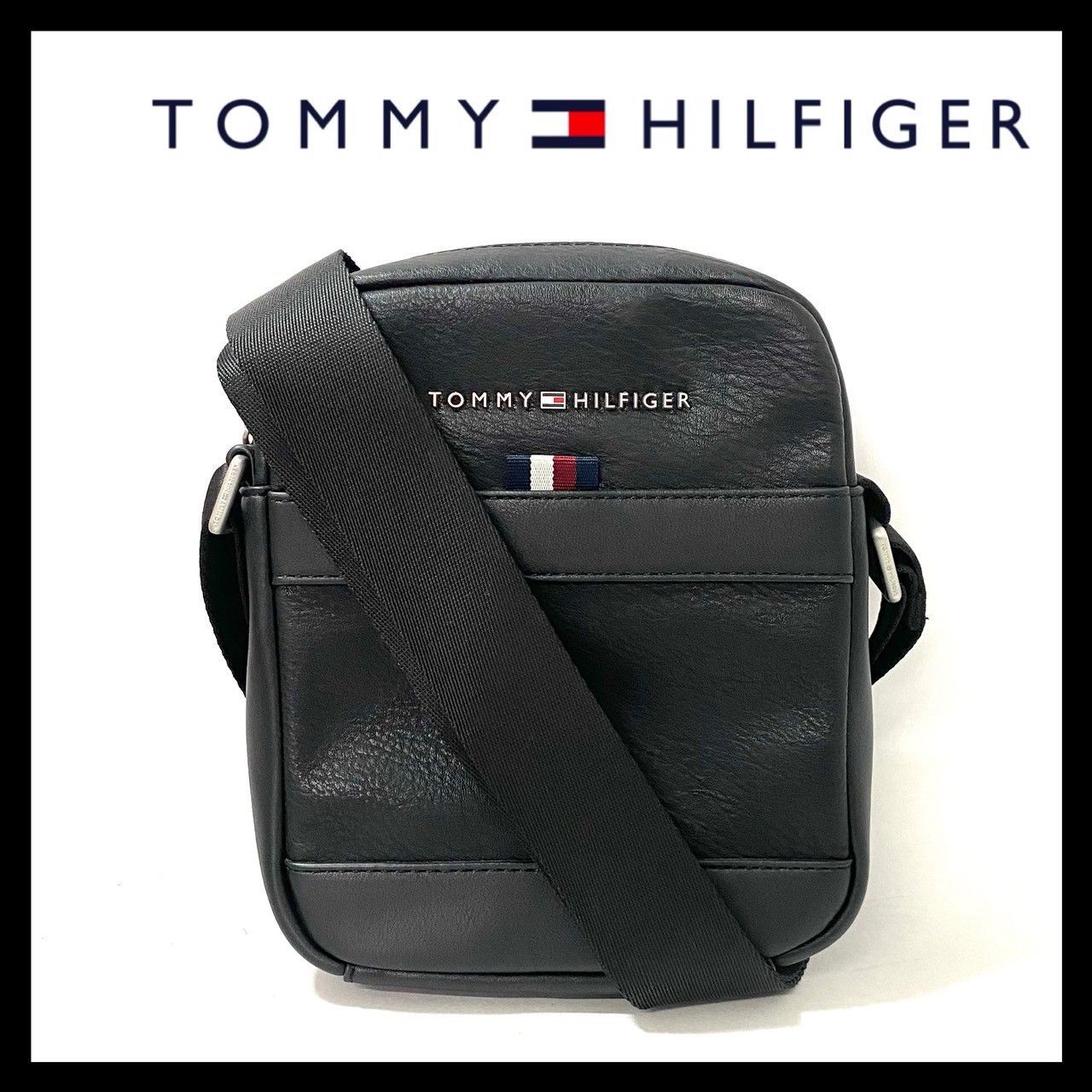 TOMMY HILFIGER】ショルダーバッグ レザー ブラック/黒 トミー 