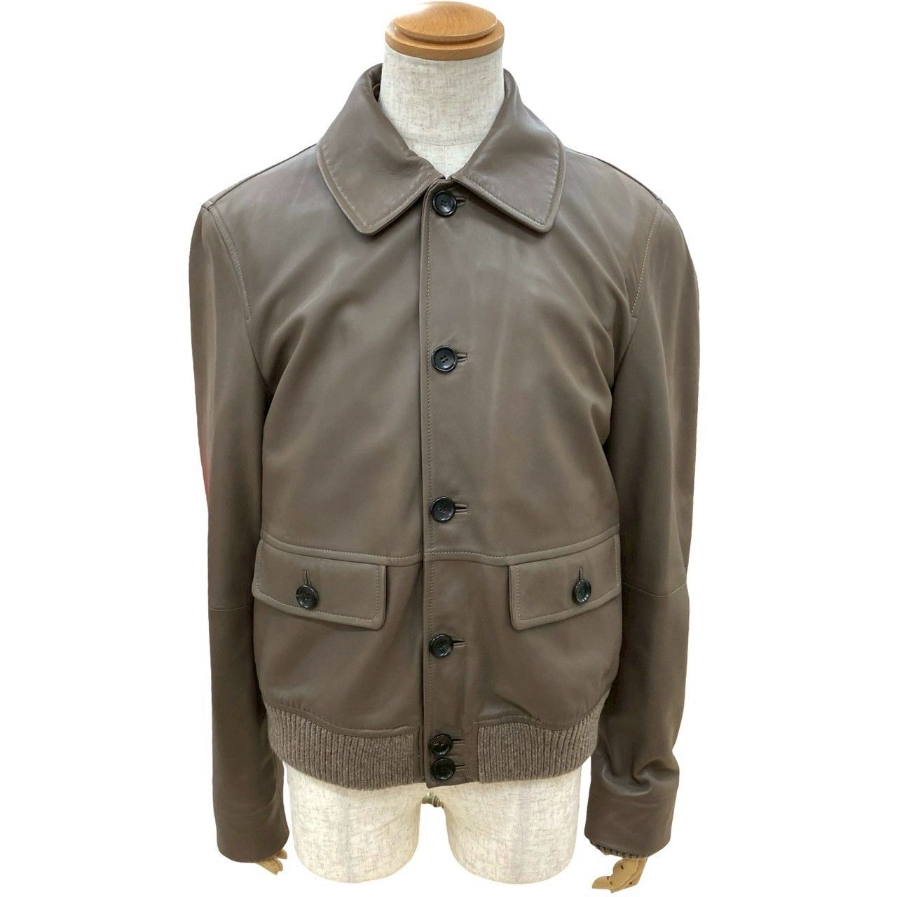 美品 LOEWE ロエベ レザージャケット 羊革 ブラウン 50サイズ（L相当） 極 美品 希少品 LOEWE ロエベ レザー ジャケット 羊革 シルク リブ