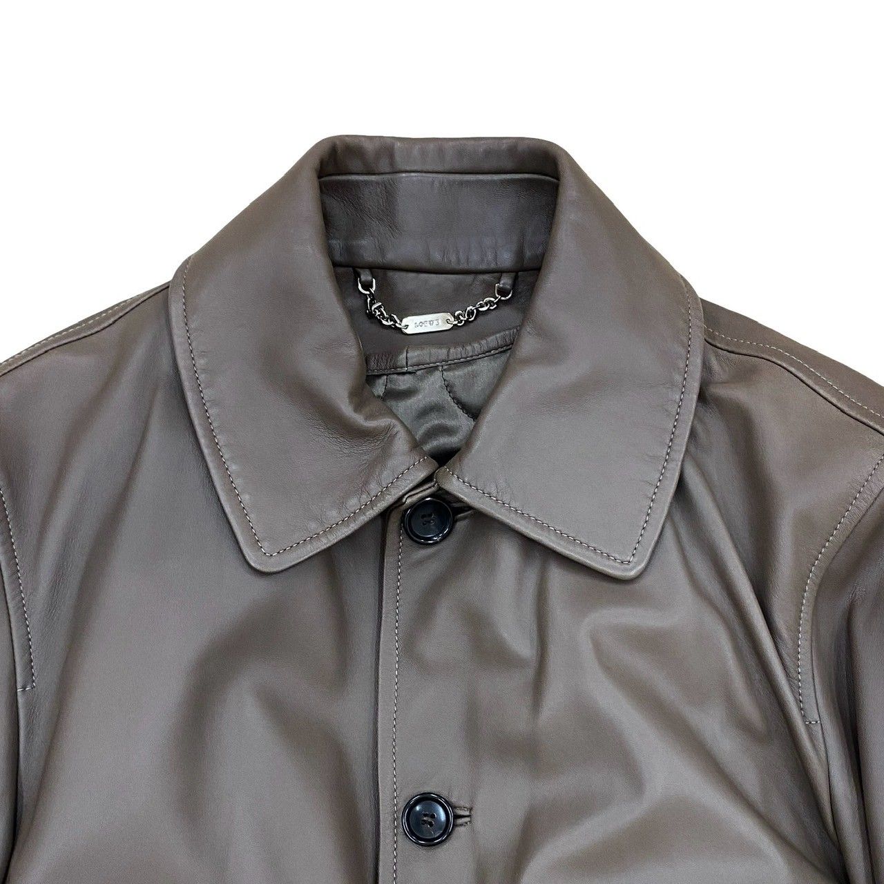 極 美品 希少品 LOEWE ロエベ レザー ジャケット 羊革 シルク リブ