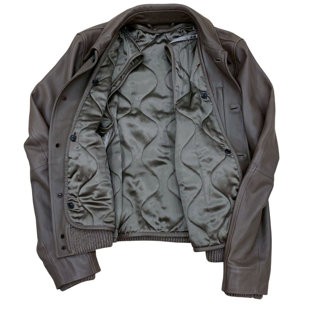 極 美品 希少品 LOEWE ロエベ レザー ジャケット 羊革 シルク リブ