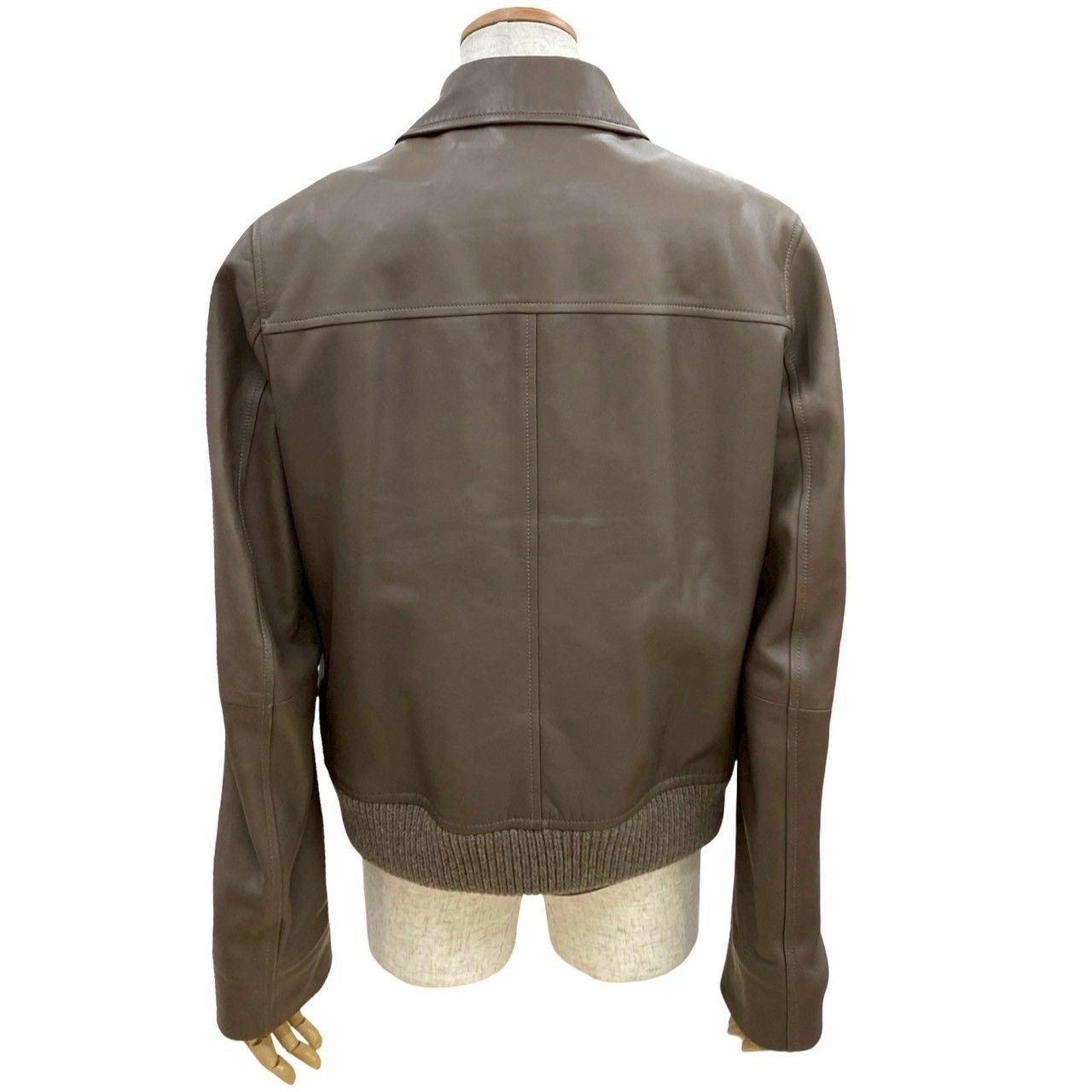 極 美品 希少品 LOEWE ロエベ レザー ジャケット 羊革 シルク リブ