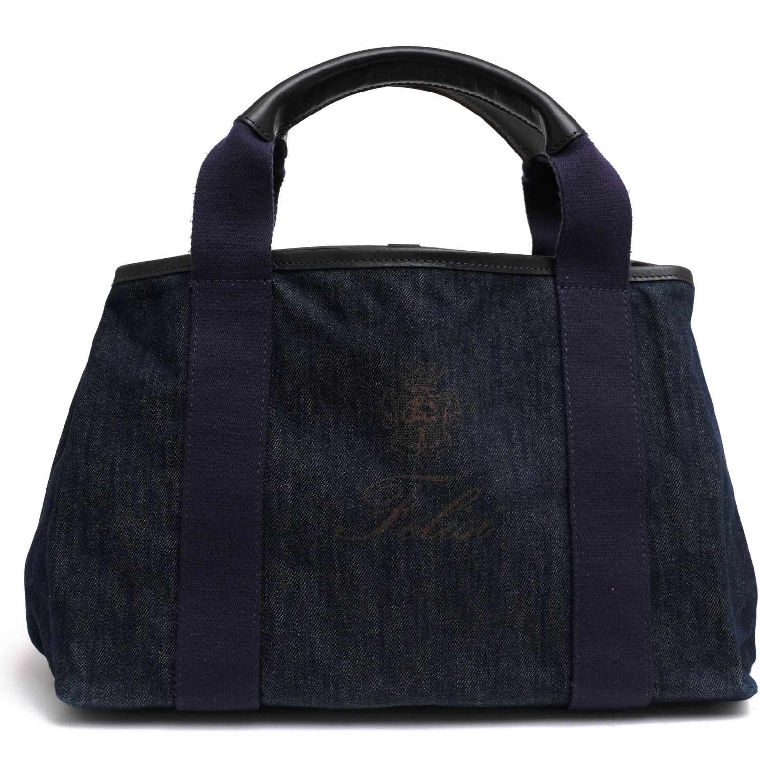 Felisi Indigo Denim Tote Bag Unisex Cotton Leather Navy Authentic