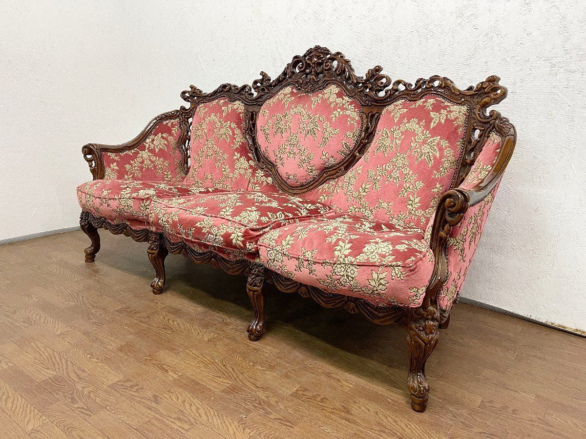 □3人掛けソファ バロック調 金華山 ヨーロッパ家具 トリプルソファ