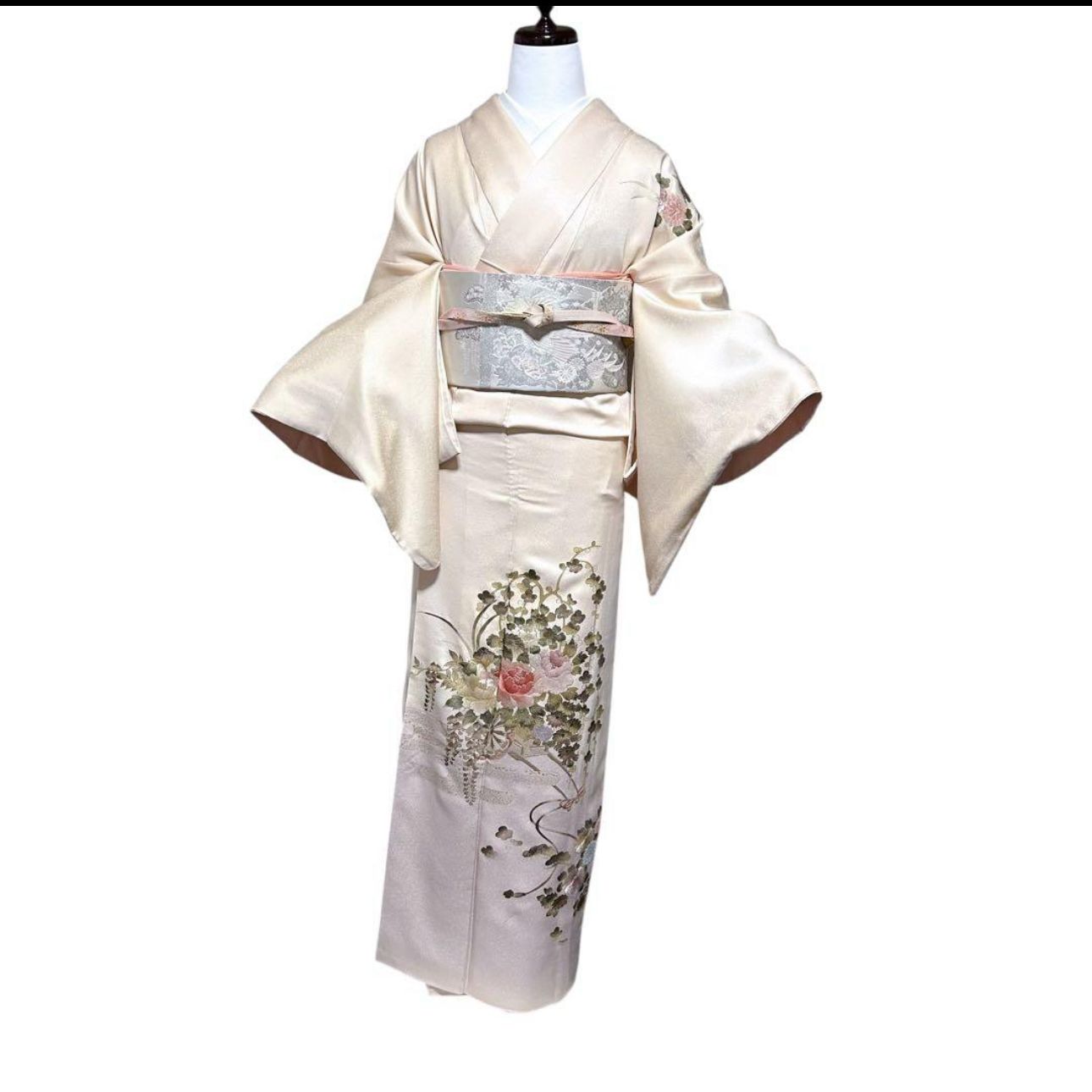 美品 袷 正絹 蘇州刺繍 相良刺繍 訪問着 フルセット 西陣唐織プラチナ