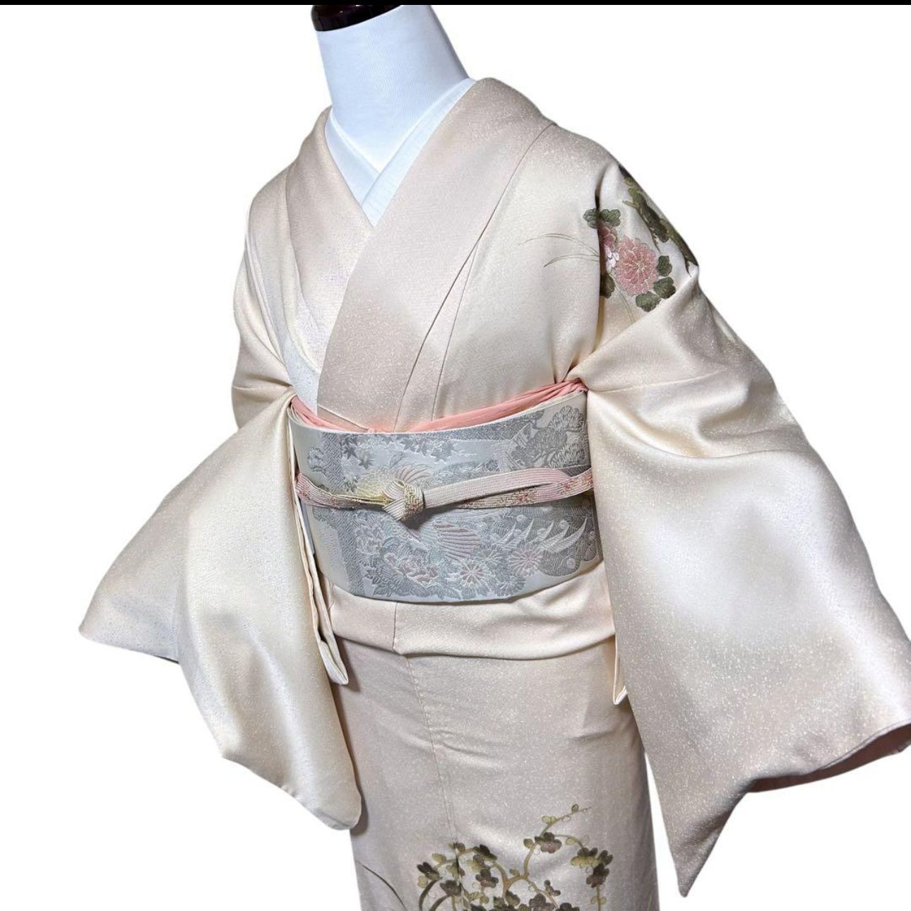 美品 袷 正絹 蘇州刺繍 相良刺繍 訪問着 フルセット 西陣唐織プラチナ