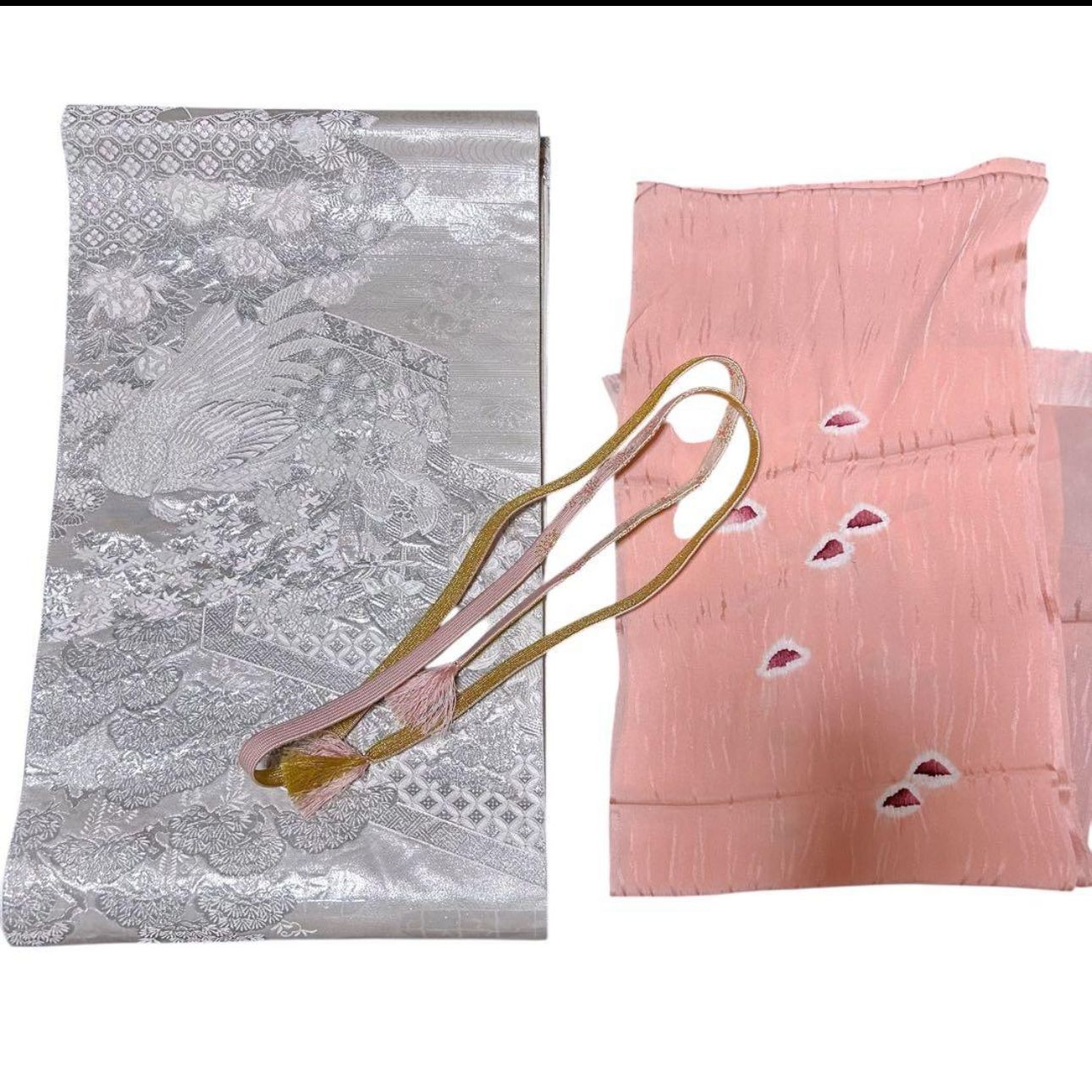 美品 袷 正絹 蘇州刺繍 相良刺繍 訪問着 フルセット 西陣唐織プラチナ