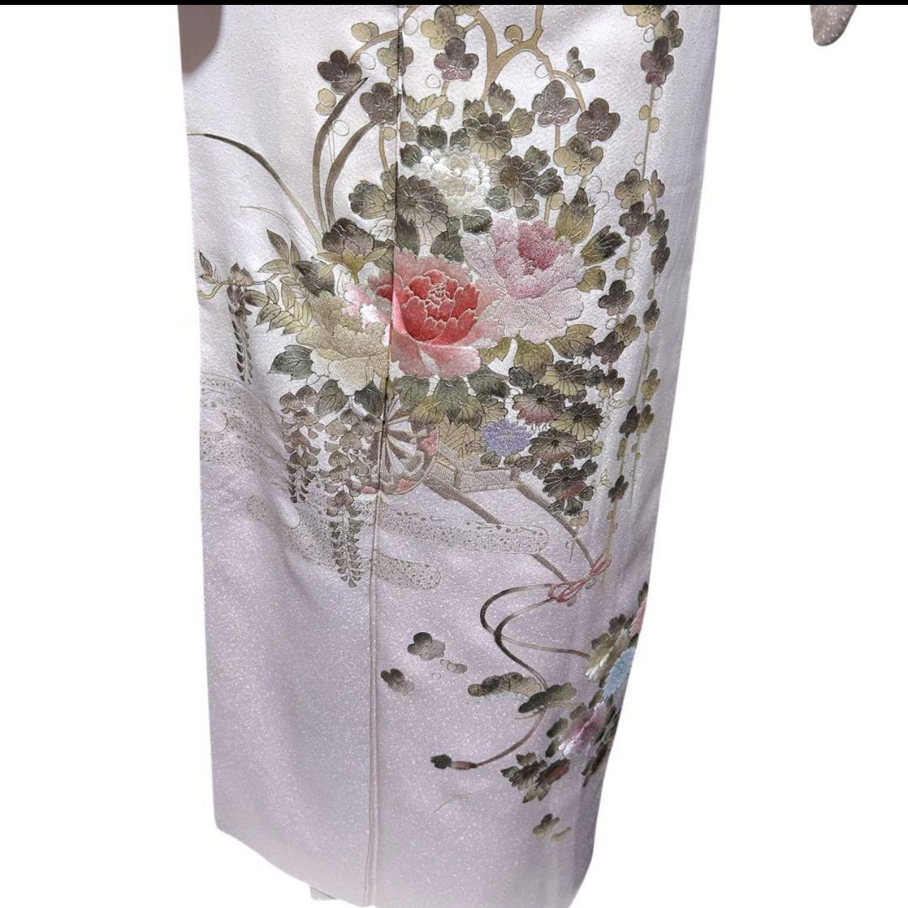 美品 袷 正絹 蘇州刺繍 相良刺繍 訪問着 フルセット 西陣唐織プラチナ