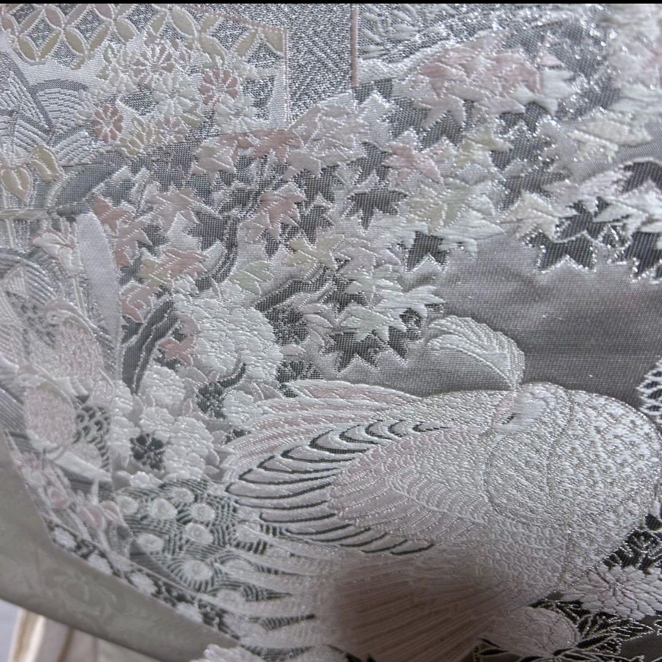 美品 袷 正絹 蘇州刺繍 相良刺繍 訪問着 フルセット 西陣唐織プラチナ