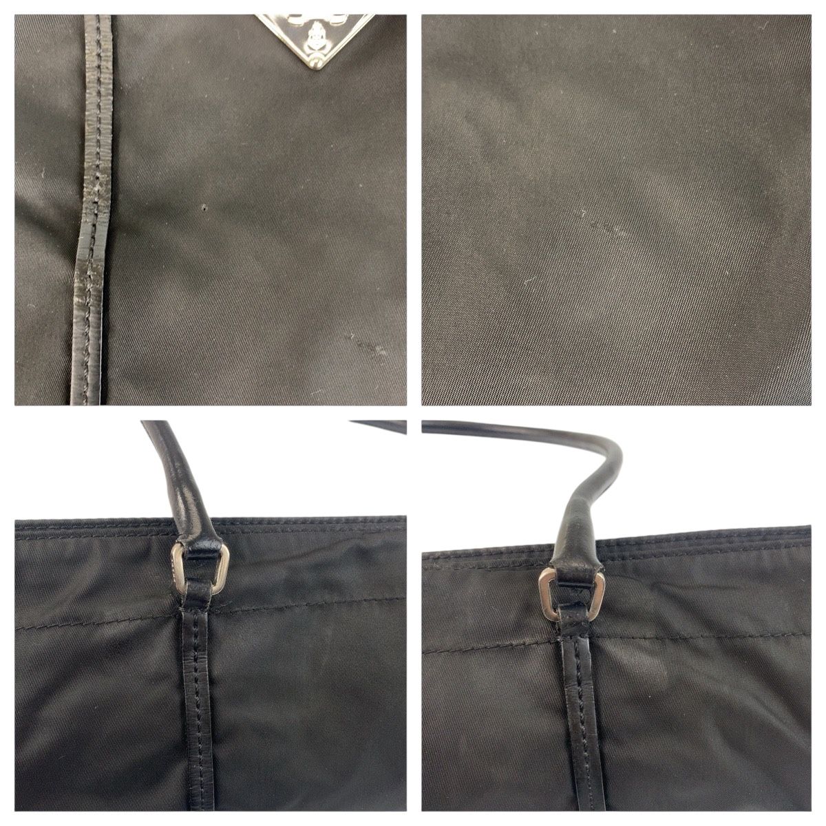 美品 PRADA プラダ テスート 三角ロゴプレート ブラック 黒 シルバー