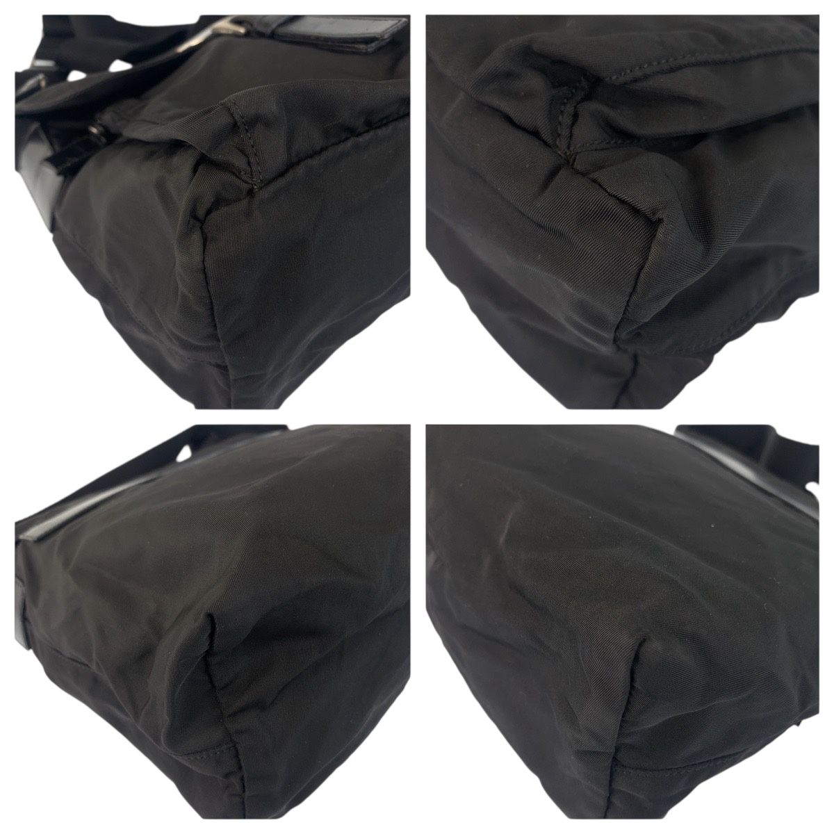 美品 PRADA プラダ テスート 三角ロゴプレート ブラック 黒 シルバー