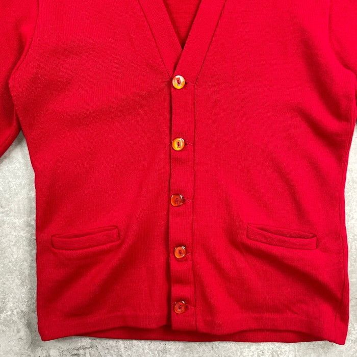 80s Vintage USA製 レタード カーディガン アクリル 【赤 無地】 80s Vintage USA製 レタード カーディガン アクリル 【赤 無地】 80s