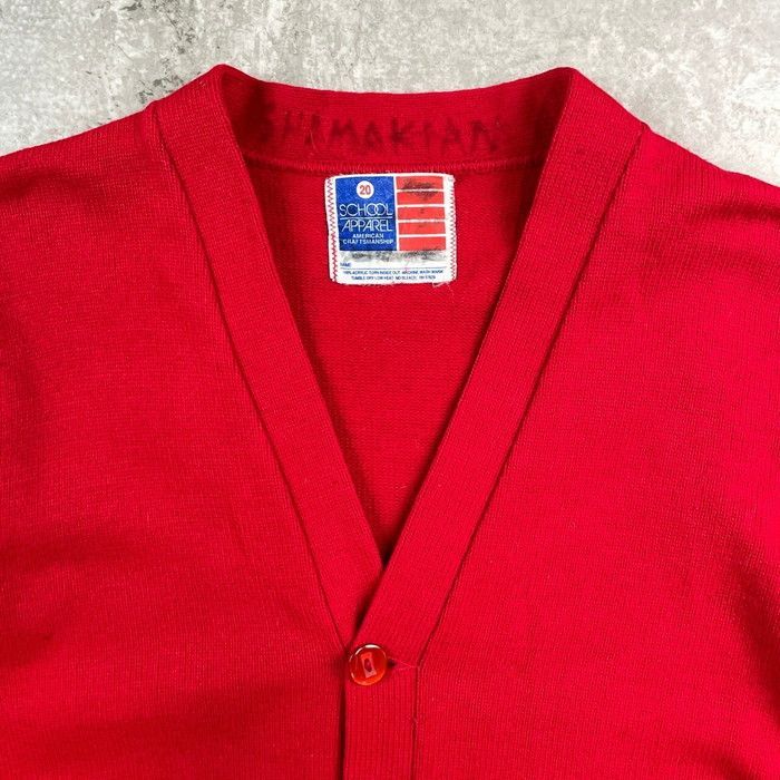 70年代 USA製 SCHOOL APPAREL レタードカーディガン メンズS相当