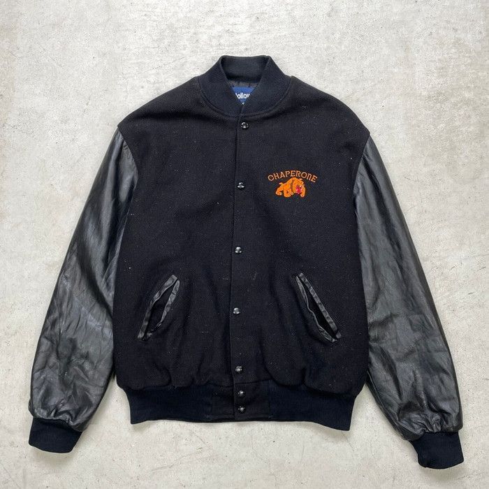 80年代 USA製 HOLLOWAY ウールスタジャン ワンポイントロゴ刺? メンズ