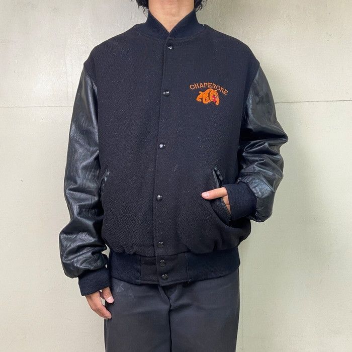 【70~80s】holloway ウールスタジャン 80年代 USA製 HOLLOWAY ウールスタジャン ワンポイントロゴ刺? メンズ