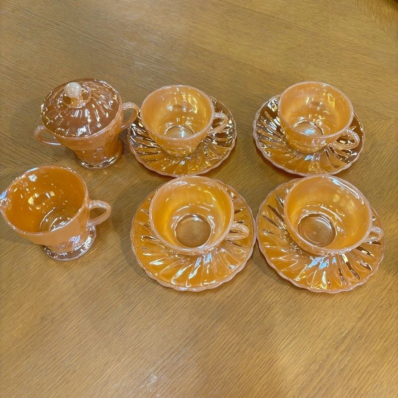 ファイヤーキング ティーセット Fire King シェルシリーズ ピーチ