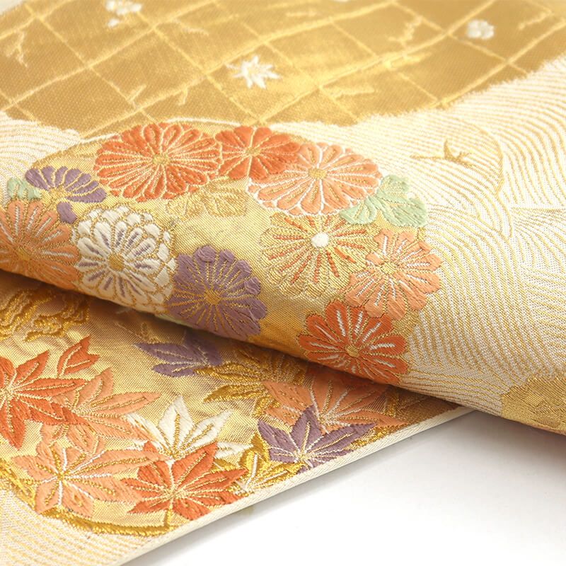 未使用【夏帯】袋帯 絽 花柄 正絹 金糸 ベージュ シャンパンゴールド 682 未使用【夏帯】袋帯 絽 花柄 正絹 金糸 ベージュ シャンパンゴールド