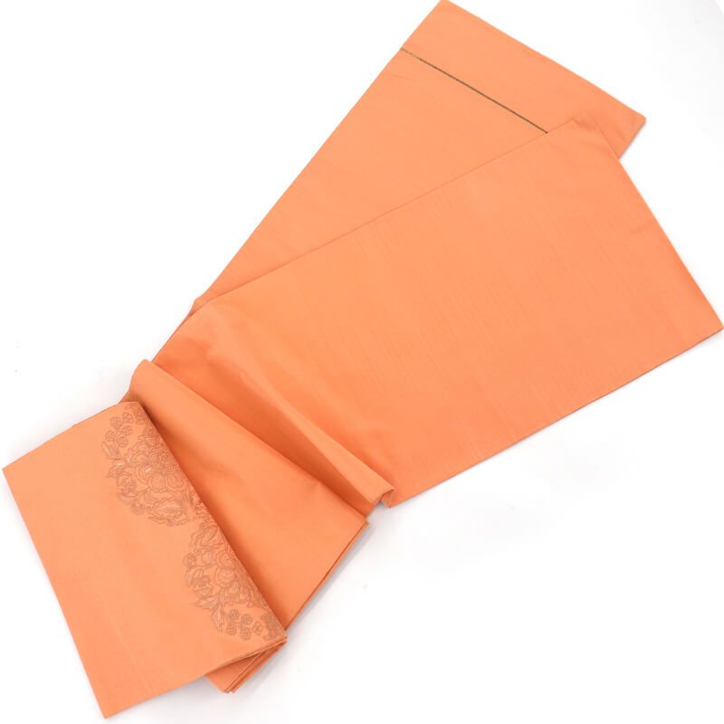 袋帯 フォーマル 正絹 お太鼓柄 オレンジ 汕頭刺繍 相良刺繍 鳳凰 長さ