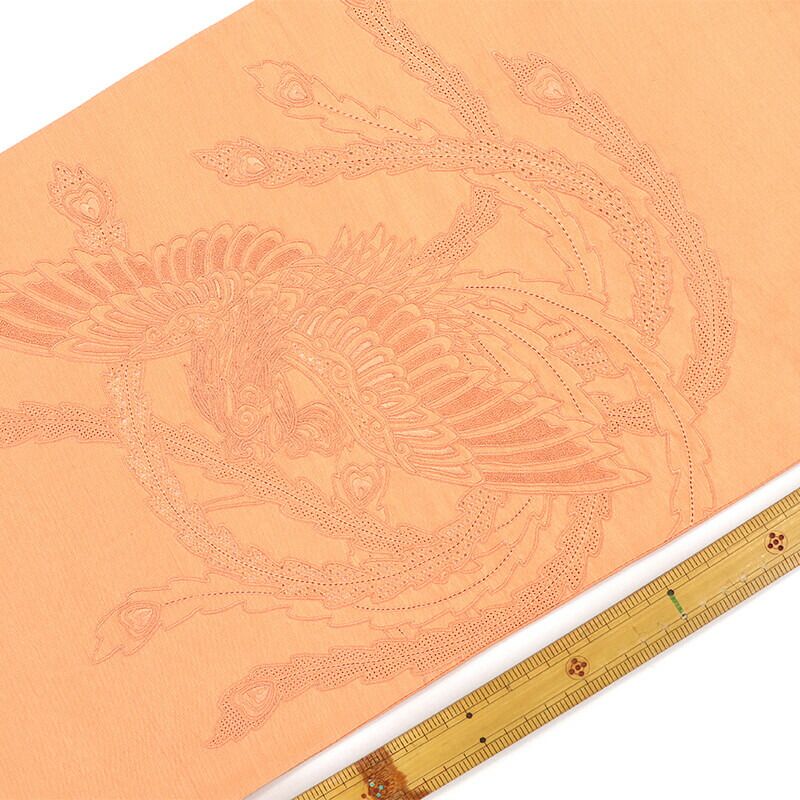 袋帯 フォーマル 正絹 お太鼓柄 オレンジ 汕頭刺繍 相良刺繍 鳳凰 長さ