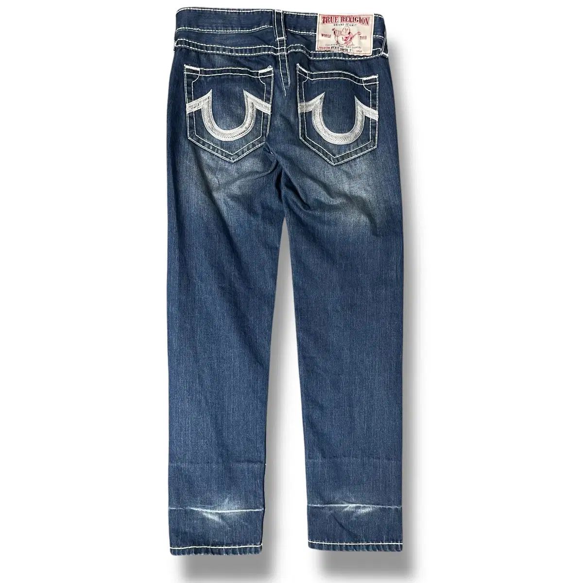 トゥルーレリジョン　白ステッチデニムW29 ストレート 34) トゥルーレリジョン 刺繍 白 ステッチ デニム ストレート パンツ