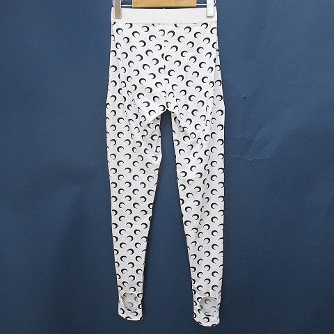 マリーン セル MARINE SERRE WPA 111 all over moon jersey leggings トレンカ レギンスパンツ ロング XS 白系 ホワイト ムーン プリント ウエストゴム 伸縮性