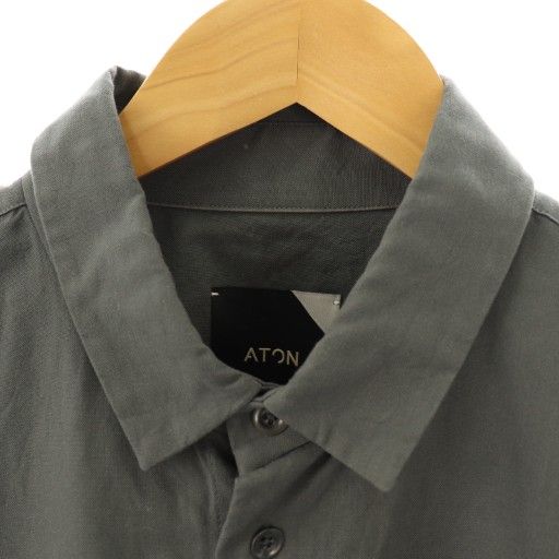 エイトン ATON COTTON CASHMERE OXFORD シャツ カシミヤ混 2 グレー