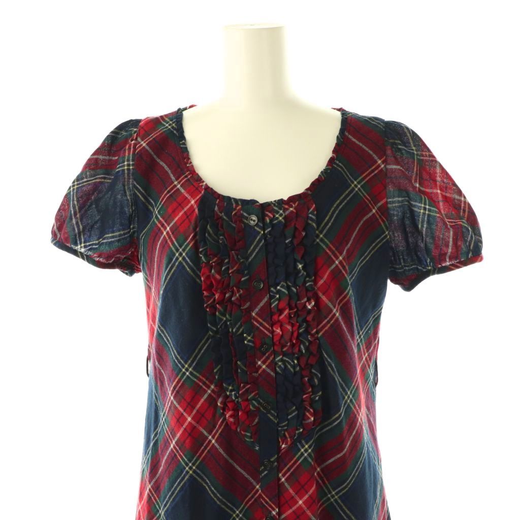 【バーバリーブルーレーベルBURBERRY】チェック柄 半袖 フリルワンピース バーバリーブルーレーベル BURBERRY BLUE LABEL 半袖 チェックフリル